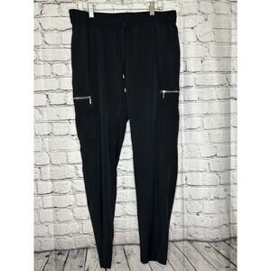 Michael Kors Women’s Cargo Zipper Pants Straight Leg Size 8 Black Drawstring
